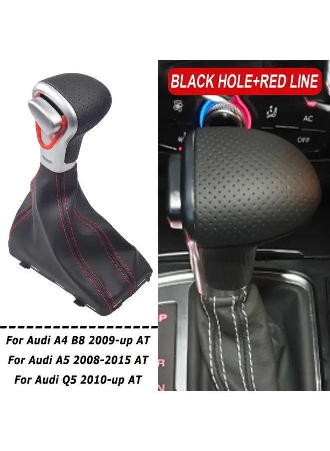 Black Leather Red Line Manual Gear Shift Knob For Audi A3 A4 A5 A6 Q5 B8 C6 - Image 4